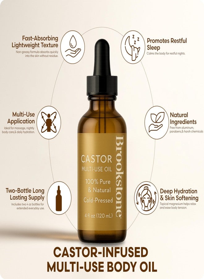 بروكستون مجموعة زيوت الجسم بزيت الخروع من بروكستون، متعددة الاستخدامات، عبوتان، 4 أونصة سائلة، إجمالي 8 أونصة سائلة - Image 3